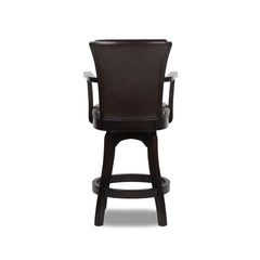 Williams 27in Swivel Counter Height Bar Stool, Vintage Brown Faux Leather