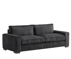 Luxe Corduroy Sofa with Sleek Design, Spacious and Comfortable 3 Seater Couch for Modern Living Room, Ideal for Entertainment and Cozy Moments, Large, Black