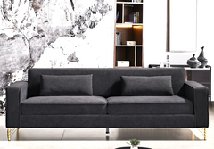 Aesthetic 85.8" Velvet Sofas for Living Room, 3 Seater Couch with Classic Modern Appeal and Luxurious Soft Comfort, Easy to Maintain, Black