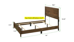 Brown Cherry Finish Fabric 1pc King Size Panel Bed Beautiful Wooden Bedroom Furniture Contemporary Style