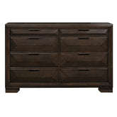 Contemporary Design 8-Drawers Dresser 1pc Bedroom Furniture Warm Espresso Finish Raised Panel Front