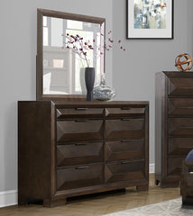 Contemporary Design 8-Drawers Dresser 1pc Bedroom Furniture Warm Espresso Finish Raised Panel Front
