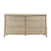 Classic Farmhouse Style Six-Drawer Dresser Beige Finish Wooden Bedroom Furniture 1pc Strong Durable