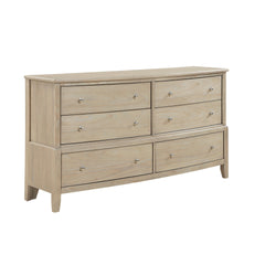 Classic Farmhouse Style Six-Drawer Dresser Beige Finish Wooden Bedroom Furniture 1pc Strong Durable