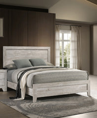 Whitewashed Wood Finish 1pc Queen Size Panel Bed Beautiful Wooden Bedroom Furniture Contemporary Style