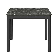 5pc Counter Height Dining Set Square Faux Marble Table Upholstered Chairs Tufted Nail head Wooden Leg Dining Room Furniture All Black