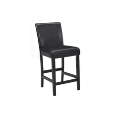 5pc Counter Height Dining Set Square White Faux Marble Table Faux Leather Upholstered Chairs Wooden Leg Dining Room Furniture Black