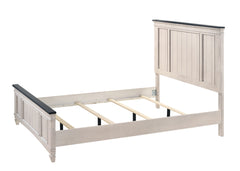 1pc Rustic Cottage Style Brown Finish King Size Panel Bed w Built in Bench Footboard Solid Wood Wooden Bedroom Furniture