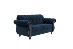 Formal Luxury Look 1pc Indigo Velvet Loveseat w Pillows Living Room Furniture 2-Seat Couch