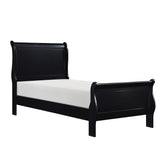 1pc Black Finish Twin Size Bed Traditional Louis Philippe Style Wooden Bedroom Furniture