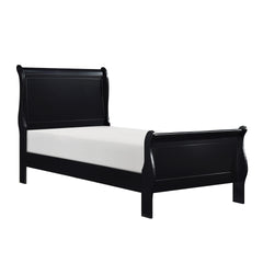 1pc Black Finish Twin Size Bed Traditional Louis Philippe Style Wooden Bedroom Furniture