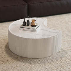 Light Sintered stone Top Stylish Irregular Shape Leather Coffee modern Sofa Table for Living Room (Each tabletop has a unique grey pattern)