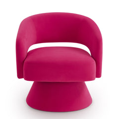 Modern Swivel Barrel Chair, Upholstered Velvet Round Accent Chairs,360 Degree Comfy Swivel Chair with Open Backrest, Single Chair Armchair for Living Room Bedroom, Homerest, Rose Pink