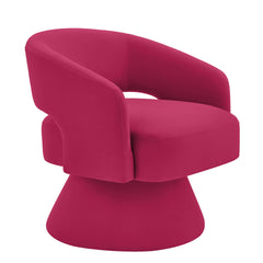 Modern Swivel Barrel Chair, Upholstered Velvet Round Accent Chairs,360 Degree Comfy Swivel Chair with Open Backrest, Single Chair Armchair for Living Room Bedroom, Homerest, Rose Pink