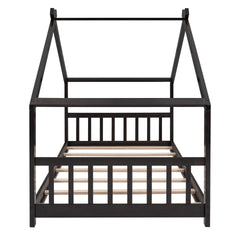 Twin Size House Bed Wood Bed, Espresso
