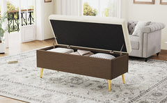 Modern Storage Ottoman Bench Upholstered Bedroom Bench Entryway Storage Ottoman Tufted Ottoman Bench for Living Room, Bedroom and Entryway, Beige