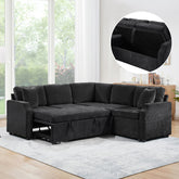 Sectional Sofa Bed L-shaped Sectional 81.9" Upholstered L-shaped Sofa with a Sofa Sleeper and a Hidden Storage Compartment for Living Room, Black