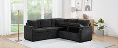 Sectional Sofa Bed L-shaped Sectional 81.9" Upholstered L-shaped Sofa with a Sofa Sleeper and a Hidden Storage Compartment for Living Room, Black
