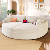 Oversized Double Chaise Lounge Sofa 102.3" Sofa Bed Upholstered Loveseat Sofa Couch with Deep Seat and USB Ports for Living Room, Beige