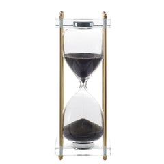 3x3x10" Black Hourglass, Framed with Crystal Stand, 30min