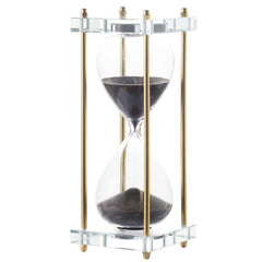 3x3x10" Black Hourglass, Framed with Crystal Stand, 30min