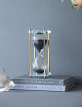 3x3x10" Black Hourglass, Framed with Crystal Stand, 30min