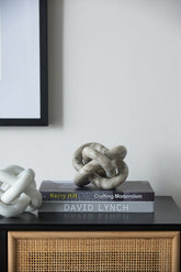 6x6x6" Decorative Marble Chain Sculpture, Cream