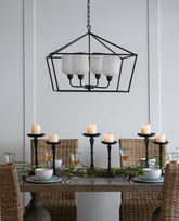 26x26x21.9" Iron Chandelier, Sleek Industrial Style Hanging Light Fixture for Kitchen Dining Room Foyer Entryway, Bulb Not Included