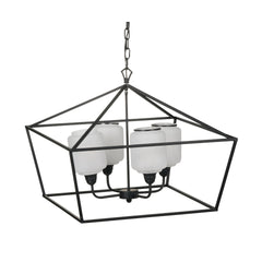26x26x21.9" Iron Chandelier, Sleek Industrial Style Hanging Light Fixture for Kitchen Dining Room Foyer Entryway, Bulb Not Included