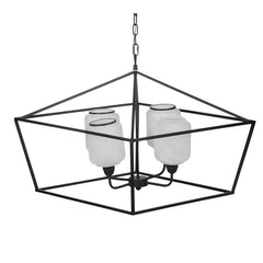 26x26x21.9" Iron Chandelier, Sleek Industrial Style Hanging Light Fixture for Kitchen Dining Room Foyer Entryway, Bulb Not Included