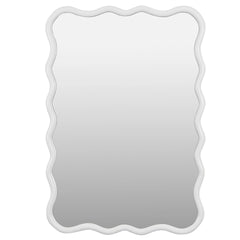 Solid Wood Wavy Rectangle Mirror-Natural-Wood 40" x 28" Modern Mirror Wall Decor for Bathroom, Bedroom, Living Room, Dining Room, Cloakroom, Entryway