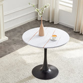 Round Dining Table, 31.5" Circle Tulip Table with Thickened Tabletop & Metal Pedestal, Mid Century Modern Bistro Table for Kitchen, Small Places, Living Room, Cafe (White)
