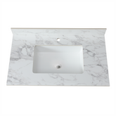 37"x22"Bathroom Vanity Top,sintered stone carra white Barthroom Vanity Sink Tops with Rectangular Undermount Ceramic Sink with Vanity Backsplash, Single Faucet Hole Bathroom Vanity Countertop