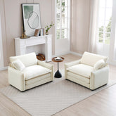 Beige Corduroy,Luxurious and Sophisticated Deep Seated Sofa Set with Two Single Deep Seat Sofa Suitable for Living Room and Office