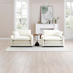 Beige Corduroy,Luxurious and Sophisticated Deep Seated Sofa Set with Two Single Deep Seat Sofa Suitable for Living Room and Office