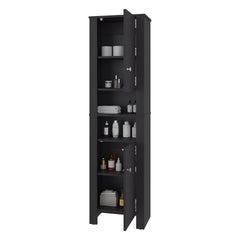 FM FURNITURE Catalina Tall Stylish Cabinet, Bathroom Organizer with Closed Compartments and Daily Use Areas, Wenge