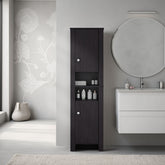 FM FURNITURE Catalina Tall Stylish Cabinet, Bathroom Organizer with Closed Compartments and Daily Use Areas, Wenge