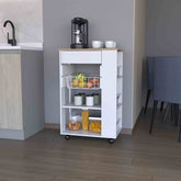 Shelton Kitchen Cart, Two Open Shelves,One Drawer, Four Caster