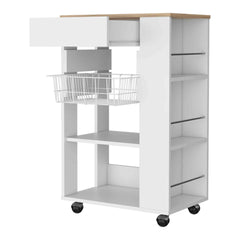 Shelton Kitchen Cart, Two Open Shelves,One Drawer, Four Caster