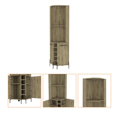 Reese Corner Bar Cabinet, Two Shelves, Double Door Cabinet, Five Built-in Wine Rack, Four Interior Shelves
