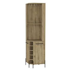 Reese Corner Bar Cabinet, Two Shelves, Double Door Cabinet, Five Built-in Wine Rack, Four Interior Shelves