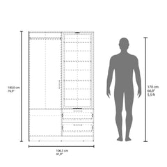 FM FURNITURE Thatcher Armoire- wardrobe, shoe storage and 2 - drawer, White