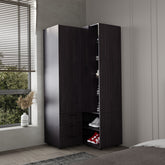 FM FURNITURE Thatcher Armoire- wardrobe, shoe storage, Open Storage and 2 - drawer, Wenge