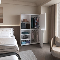 Ollie 2-Door Wardrobe with Open Storage,White