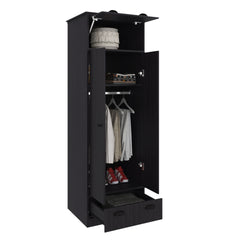 Linch Armoire with Hinged Drawer, Double Door Cabinet and 1-Drawer