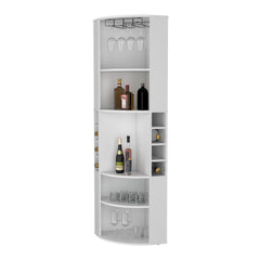 Clifton Corner Bar Cabinet, with 5 shelves, Cup Hanger and Eight Built-in Wine Rack