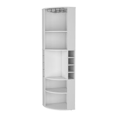 Clifton Corner Bar Cabinet, with 5 shelves, Cup Hanger and Eight Built-in Wine Rack