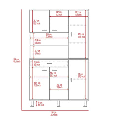 Venice 90 Pantry Cabinet, Multiple Cabinets, One Drawer, Two Open Shelves