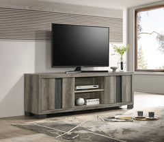 1pc Entertainment Console Rustic Charm Weathered Wood Finish Open Shelf Living Room Furniture
