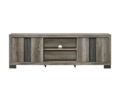 1pc Entertainment Console Rustic Charm Weathered Wood Finish Open Shelf Living Room Furniture